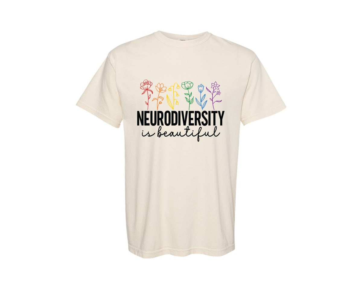 brand:Comfort Colors|color:Ivory|Neurodiversity Is Beautiful Autism 4 Graphic T-Shirt