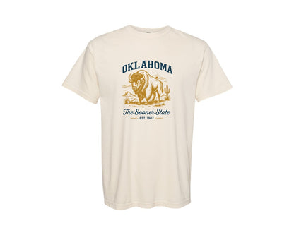 brand:Comfort Colors|color:Ivory|Oklahoma The Sooner State Est 1907 Graphic T-Shirt