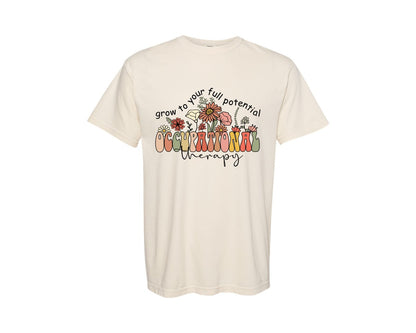 brand:Comfort Colors|color:Ivory|Occupational Therapy Floral Ot Graphic T-Shirt