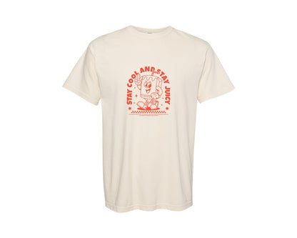 brand:Comfort Colors|color:Ivory|Retro Cartoon Juice Box Character Design Graphic T-Shirt