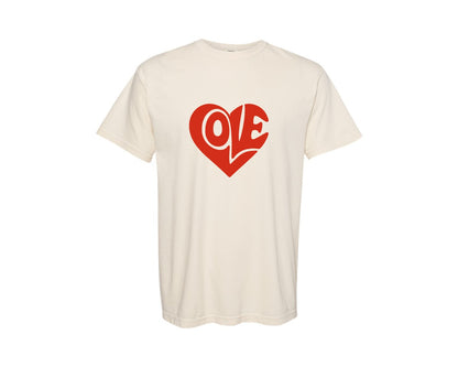 brand:Comfort Colors|color:Ivory|Bold Retro Heart Love Typography Graphic T-Shirt