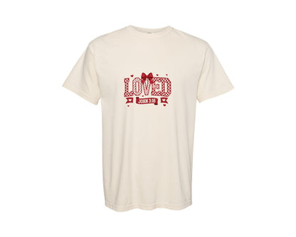 brand:Comfort Colors|color:Ivory|Loved John 316 Retro Valentine 2 Graphic T-Shirt