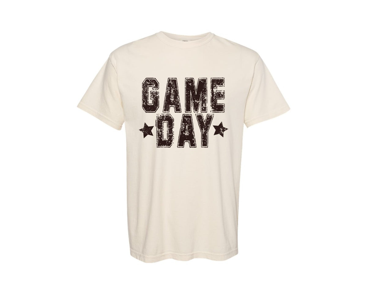 brand:Comfort Colors|color:Ivory|Football Game Day Retro Distressed Graphic T-Shirt