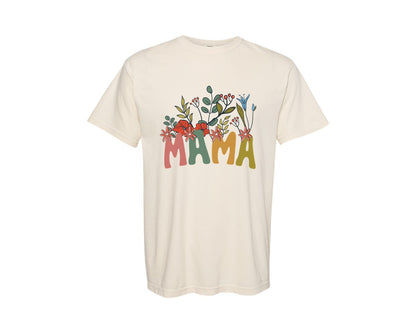 brand:Comfort Colors|color:Ivory|Mama Shirt Wildflowers Mama Shirt Graphic T-Shirt