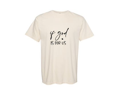 brand:Comfort Colors|color:Ivory|If God Is For Us Sleeve Design Graphic T-Shirt