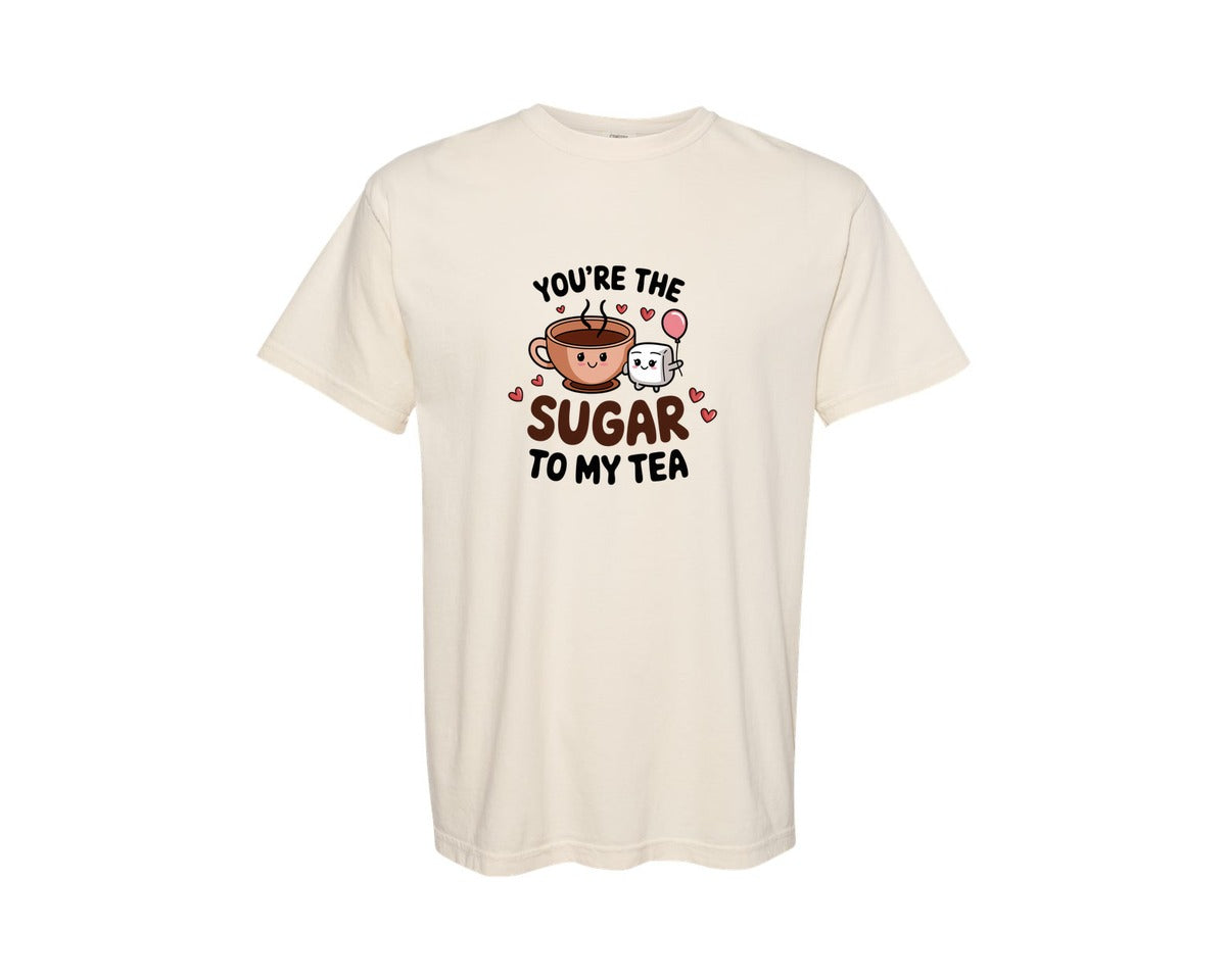 brand:Comfort Colors|color:Ivory|Sugar To My Tea Design Graphic T-Shirt