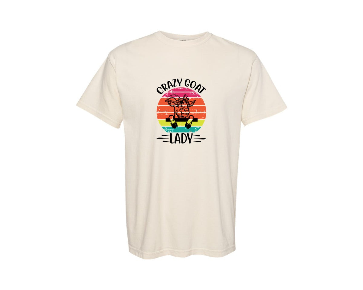 brand:Comfort Colors|color:Ivory|Crazy Goat Lady 19 Graphic T-Shirt