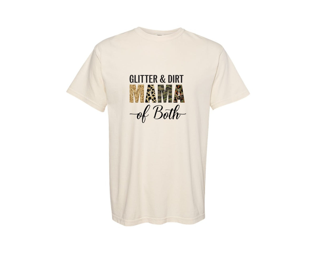 brand:Comfort Colors|color:Ivory|Glitter And Dirt Mama Leopard Camo Graphic T-Shirt