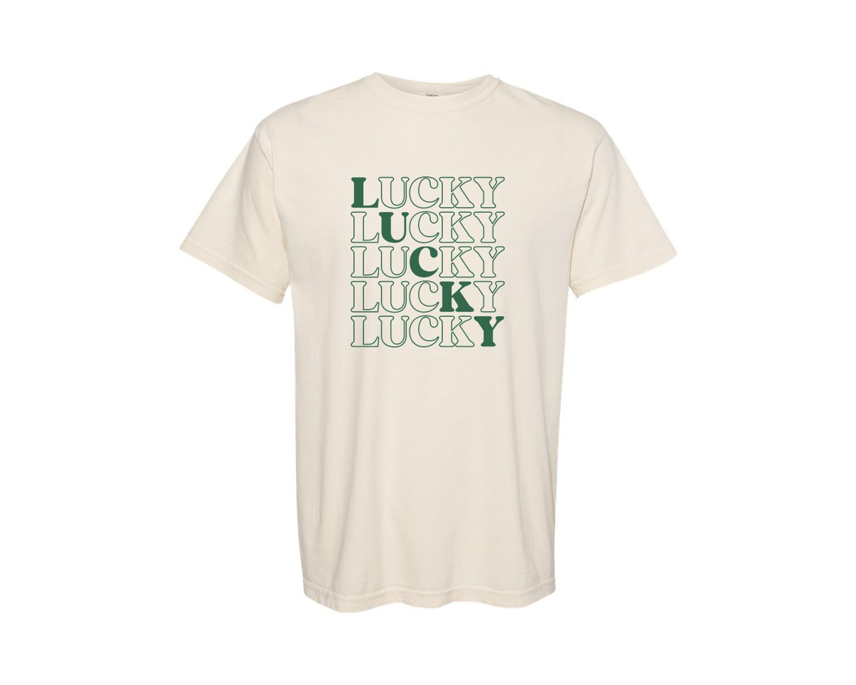 brand:Comfort Colors|color:Ivory|St Patricks Day Lucky 3 Graphic T-Shirt