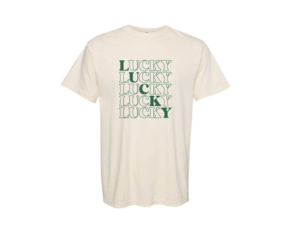 brand:Comfort Colors|color:Ivory|St Patricks Day Lucky 3 Graphic T-Shirt