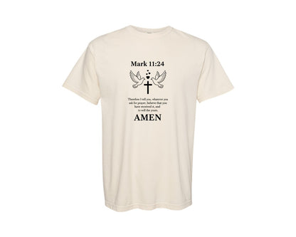 brand:Comfort Colors|color:Ivory|Mark 11 24 Christian Bible Verse Graphic T-Shirt