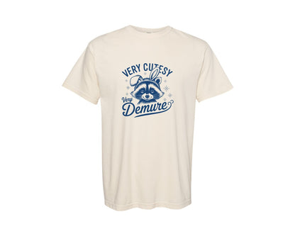 brand:Comfort Colors|color:Ivory|Very Cutesy Very Demure Raccoon T Shirt Graphic T-Shirt