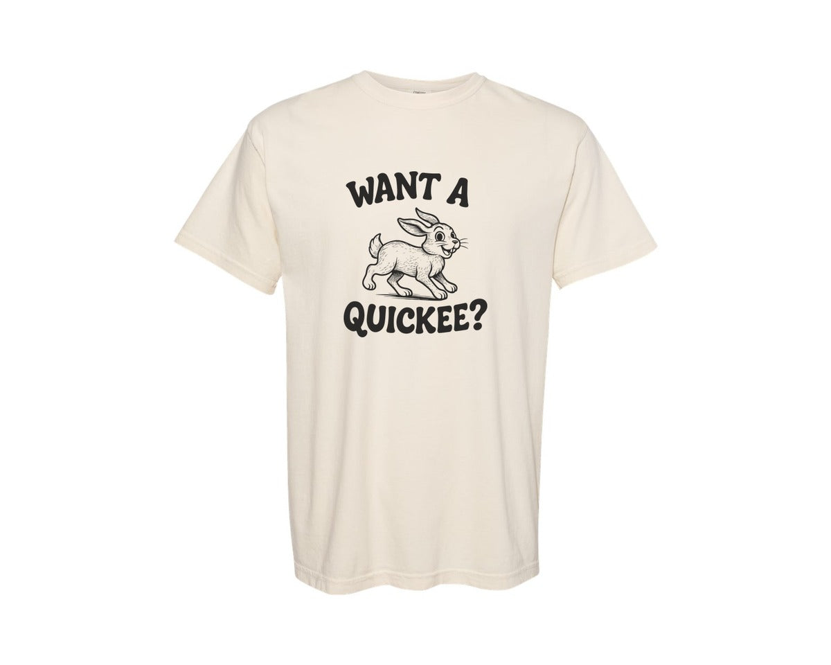 brand:Comfort Colors|color:Ivory|Want A Quickee Bunny Rabbit Adult Humor Graphic T-Shirt