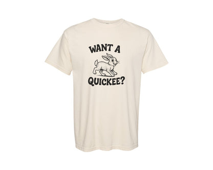 brand:Comfort Colors|color:Ivory|Want A Quickee Bunny Rabbit Adult Humor Graphic T-Shirt