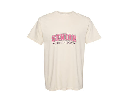 brand:Comfort Colors|color:Ivory|Senior Varsity Class Of 2026 Senior 2 Graphic T-Shirt