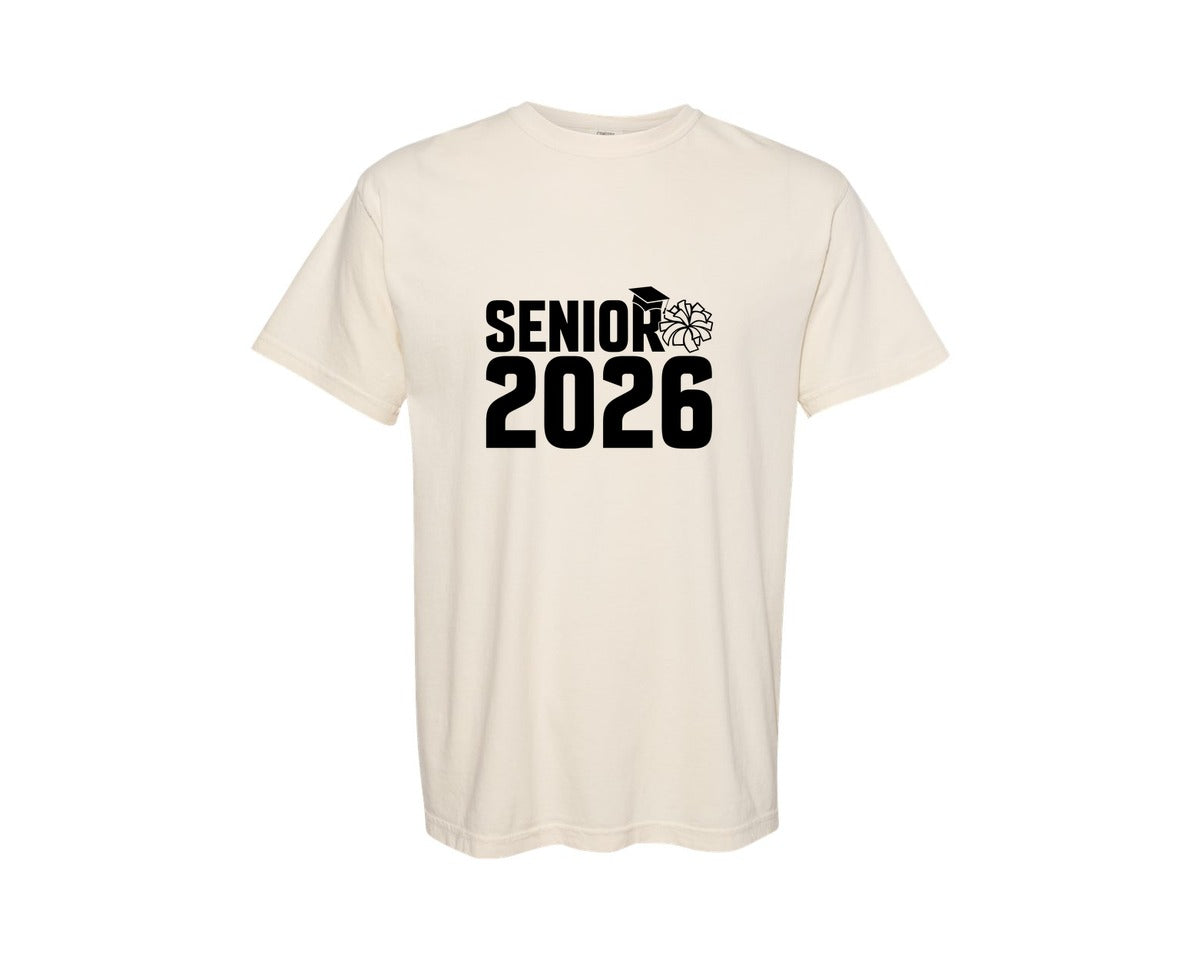brand:Comfort Colors|color:Ivory|Class Of 2026 Senior Cheer 2026 Graphic T-Shirt