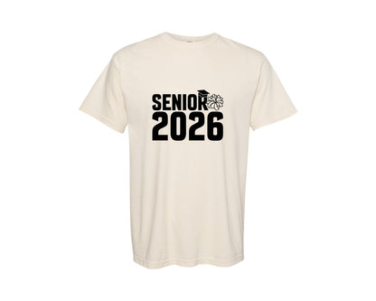 brand:Comfort Colors|color:Ivory|Class Of 2026 Senior Cheer 2026 Graphic T-Shirt