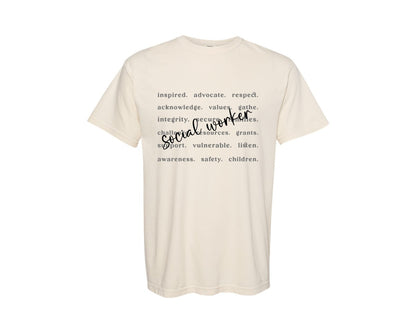 brand:Comfort Colors|color:Ivory|Social Worker Typography Graphic T-Shirt