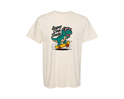brand:Comfort Colors|color:Ivory|Dino Skate Super Cool Dude Art Graphic T-Shirt