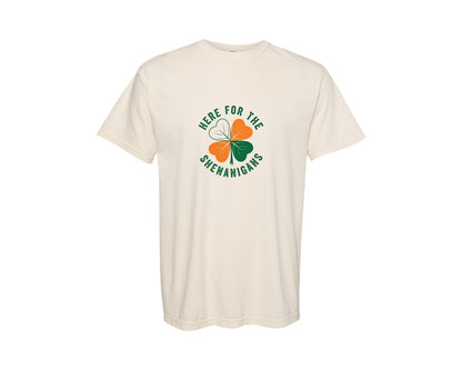 brand:Comfort Colors|color:Ivory|Here For The Shenanigans Clover Graphic T-Shirt