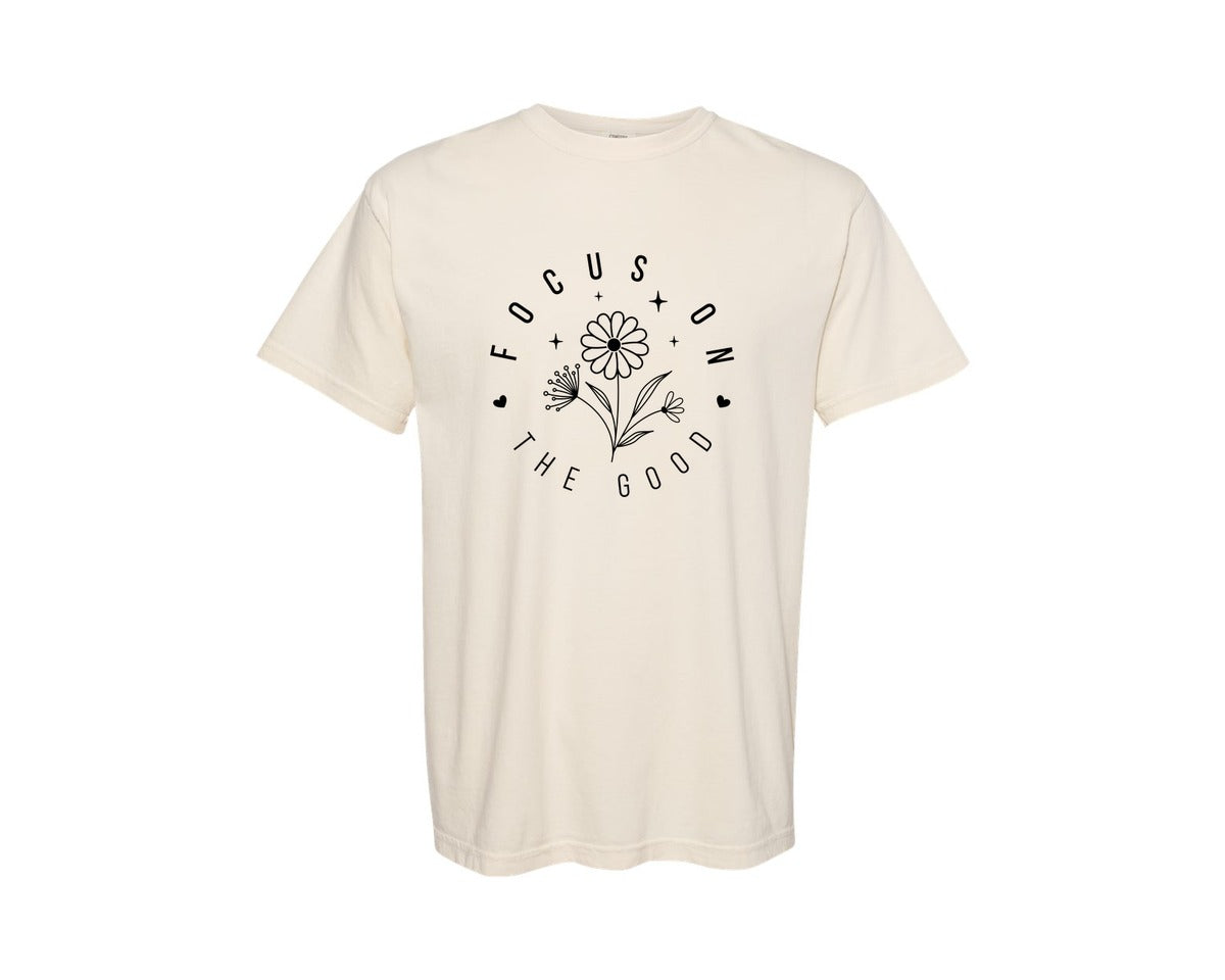 brand:Comfort Colors|color:Ivory|Focus On The Good Mental Health Graphic T-Shirt