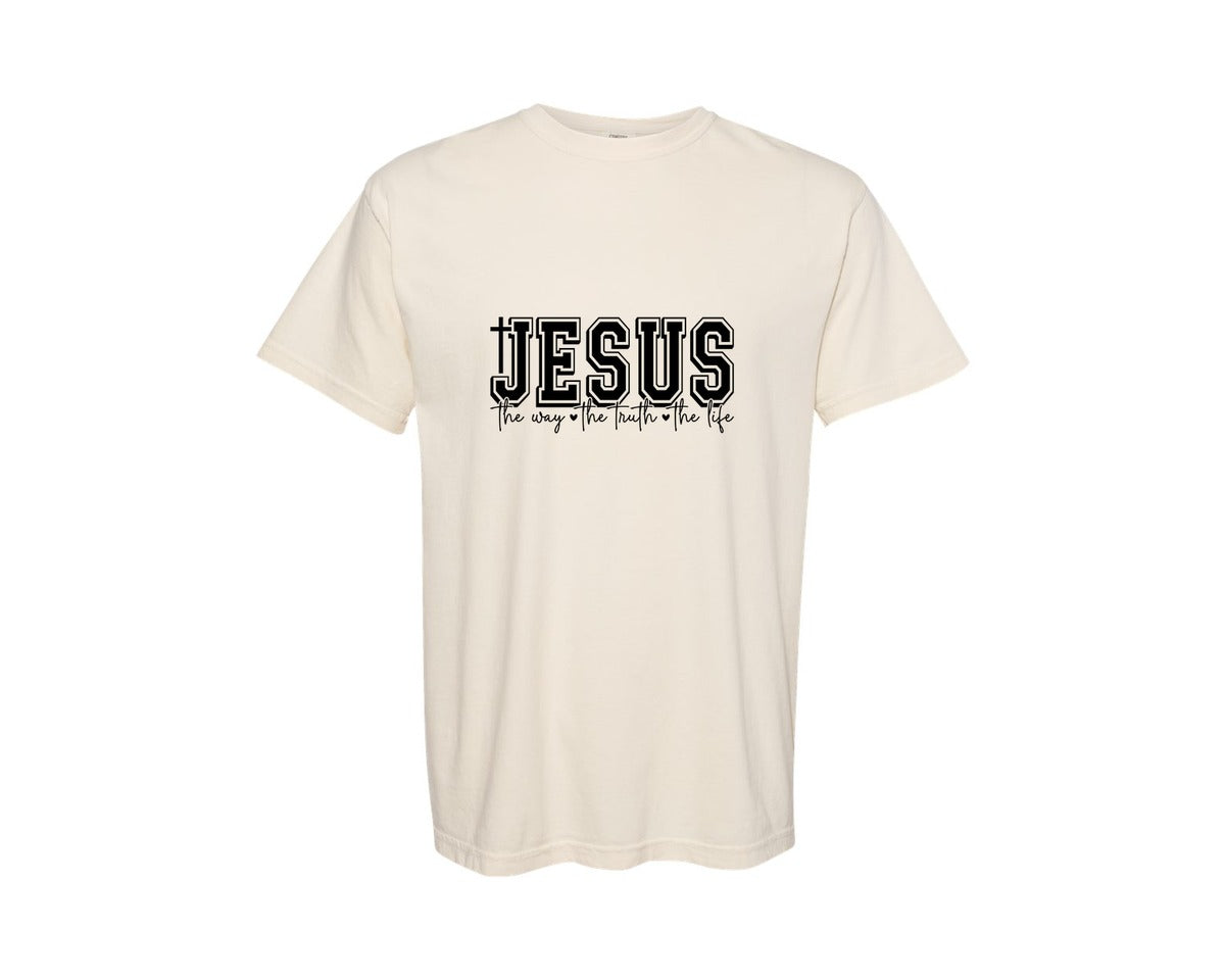 brand:Comfort Colors|color:Ivory|Jesus The Way The Truth The Life 69 Graphic T-Shirt