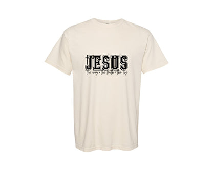 brand:Comfort Colors|color:Ivory|Jesus The Way The Truth The Life 69 Graphic T-Shirt