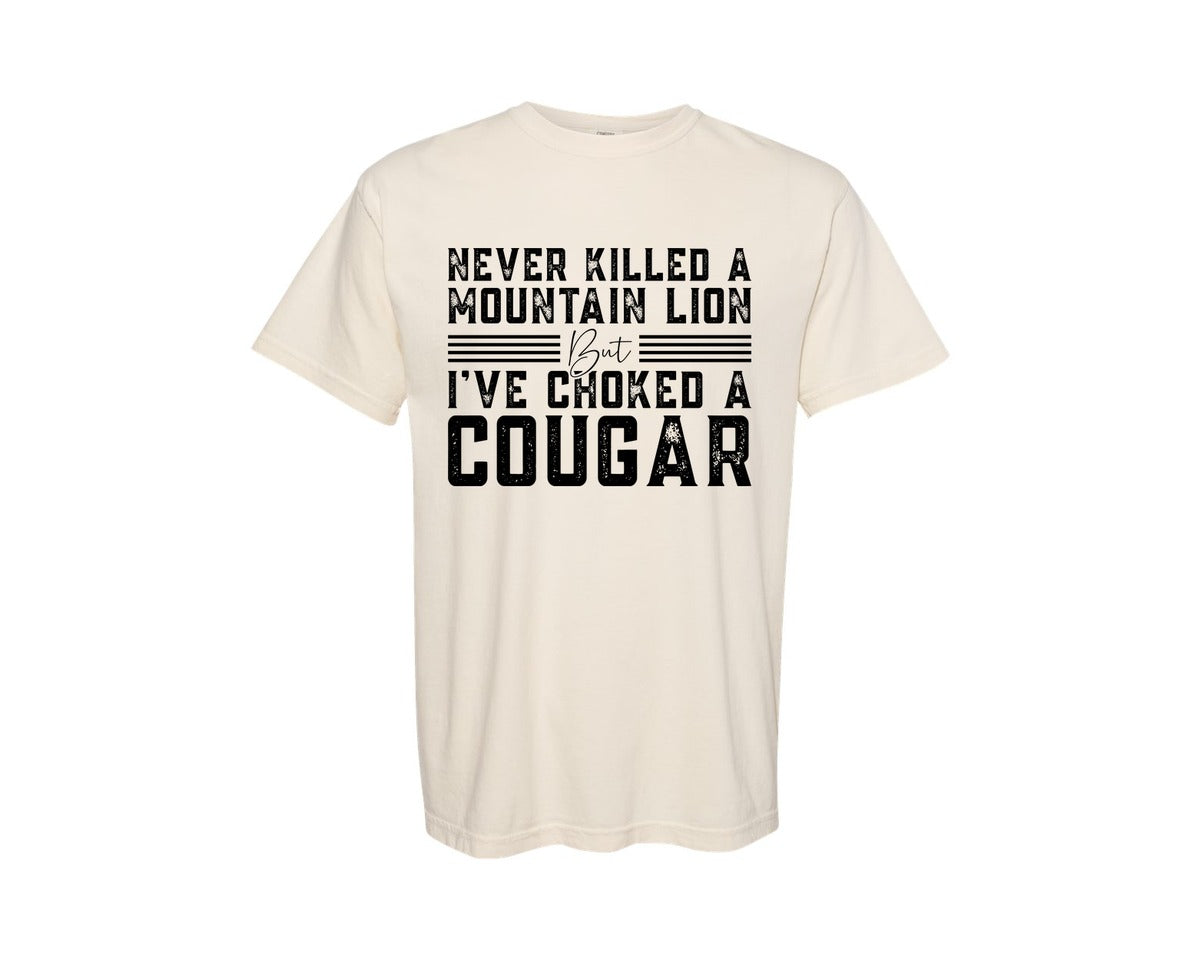 brand:Comfort Colors|color:Ivory|Never Killed A Mountain Lion 2 Graphic T-Shirt