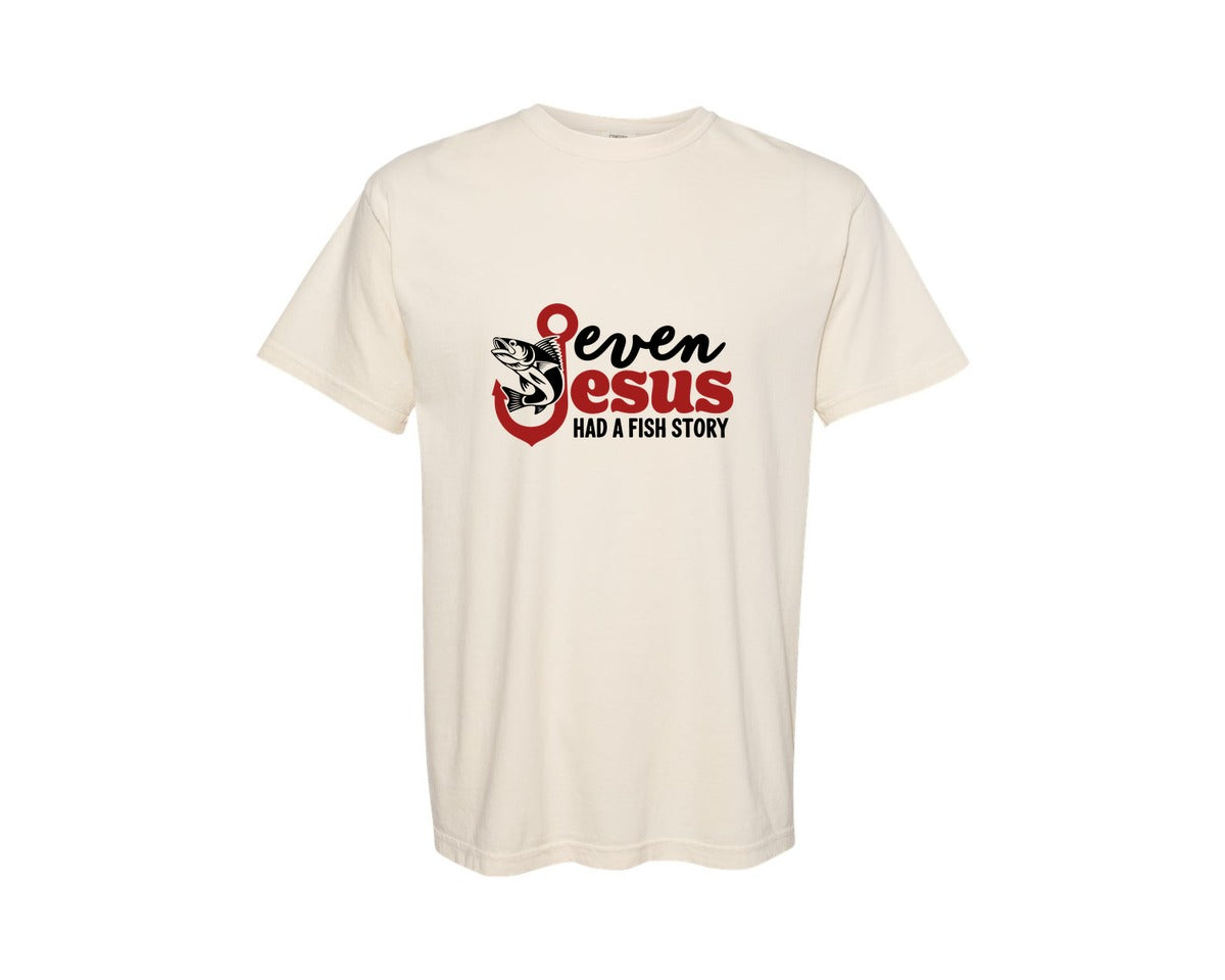 brand:Comfort Colors|color:Ivory|Even Jesus Had A Fish Story 3 Graphic T-Shirt
