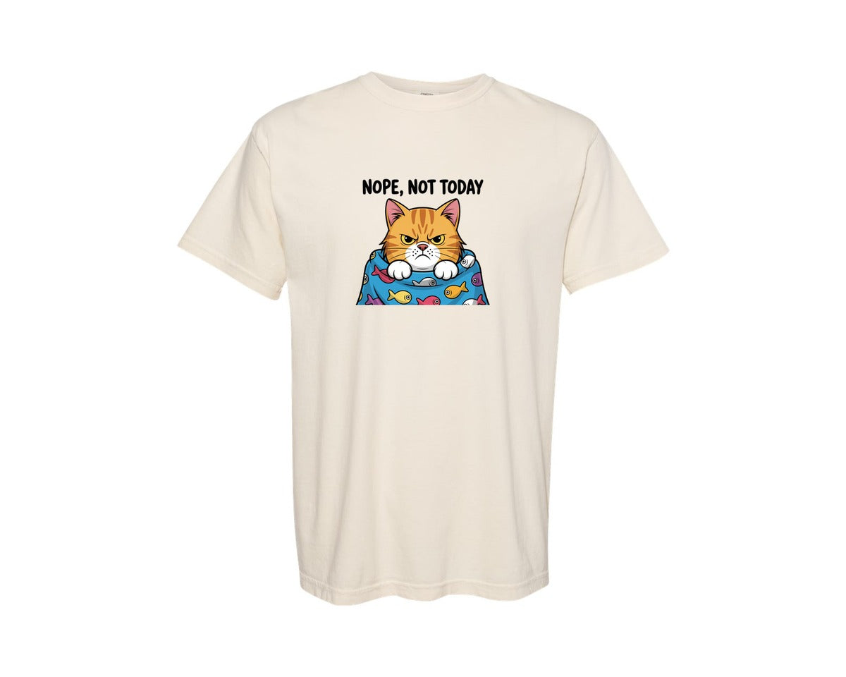 brand:Comfort Colors|color:Ivory|Nope Not Today Grumpy Cat Quote Graphic T-Shirt