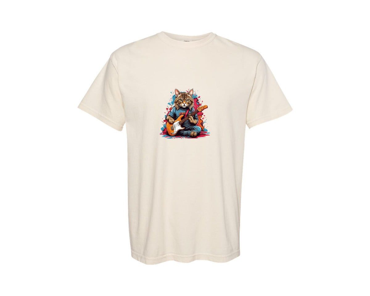 brand:Comfort Colors|color:Ivory|Watercolor Cat T Shirt For Women Cat 4 Graphic T-Shirt