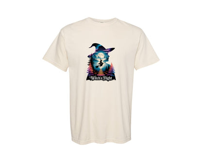 brand:Comfort Colors|color:Ivory|Witchs Flight On A Broomstick Shirt Graphic T-Shirt