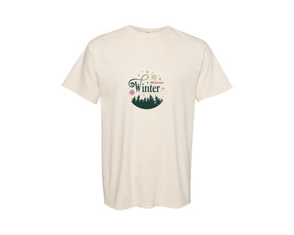 brand:Comfort Colors|color:Ivory|Welcome Winter Design 11 Graphic T-Shirt