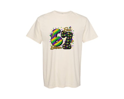 brand:Comfort Colors|color:Ivory|Faux Crochet 67 Mardi Gras Graphic T-Shirt