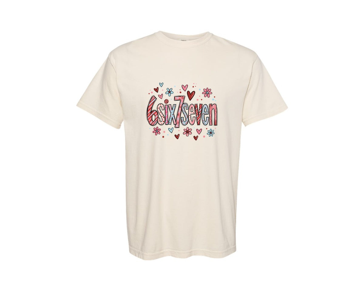 brand:Comfort Colors|color:Ivory|Valentine 67 Six Seven Valentines Graphic T-Shirt