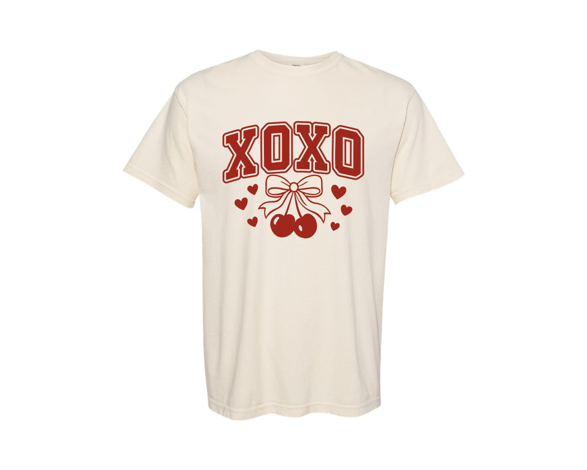 brand:Comfort Colors|color:Ivory|Valentine Xoxo Bowl Of Cherries Graphic T-Shirt