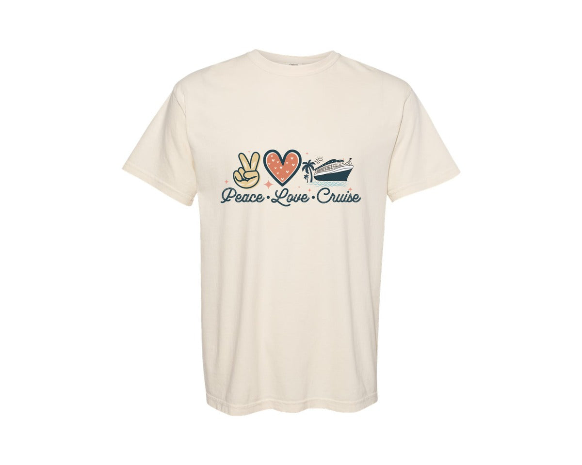 brand:Comfort Colors|color:Ivory|Peace Love Cruise 16 Graphic T-Shirt