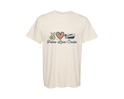 brand:Comfort Colors|color:Ivory|Peace Love Cruise 16 Graphic T-Shirt