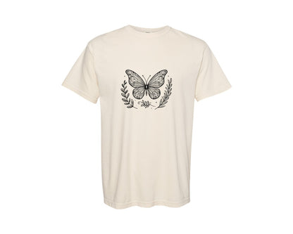 brand:Comfort Colors|color:Ivory|Butterfly Design Graphic T-Shirt