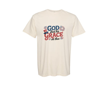 brand:Comfort Colors|color:Ivory|God Shed His Grace Patriotic 2 Graphic T-Shirt