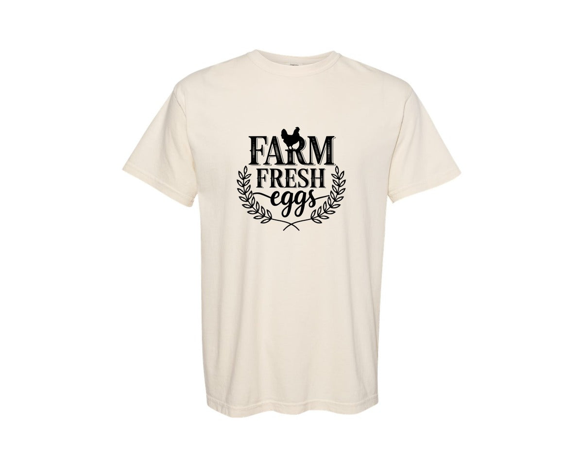 brand:Comfort Colors|color:Ivory|Farm Fresh Eggs T Shirt Design Silhouet Graphic T-Shirt