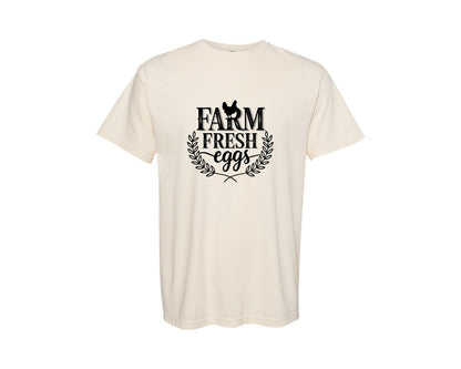 brand:Comfort Colors|color:Ivory|Farm Fresh Eggs T Shirt Design Silhouet Graphic T-Shirt