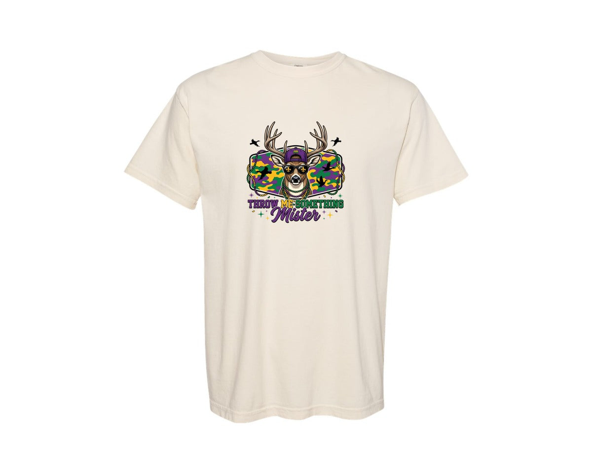 brand:Comfort Colors|color:Ivory|Mardi Gras Buck Graphic T-Shirt