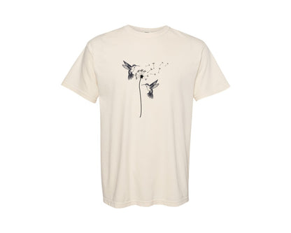 brand:Comfort Colors|color:Ivory|Bird Hummingbird Dandelion Flowers Shirt Graphic T-Shirt