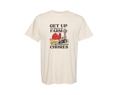 brand:Comfort Colors|color:Ivory|Get Up Its Time To Do Farm Chores 2 Graphic T-Shirt