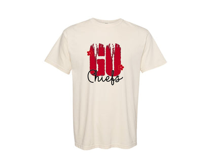 brand:Comfort Colors|color:Ivory|Go Chiefs Team Typography Design Graphic T-Shirt