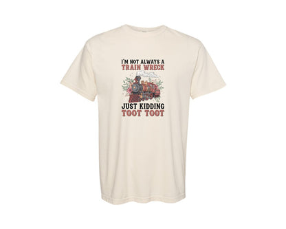 brand:Comfort Colors|color:Ivory|Funny Toot Toot Train Graphic T-Shirt