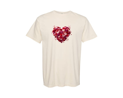 brand:Comfort Colors|color:Ivory|Faux Yarn Heart Valentine 2 Graphic T-Shirt