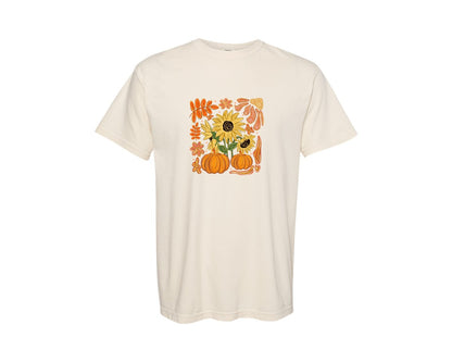brand:Comfort Colors|color:Ivory|Boho Floral Fall Sunflower Graphic T-Shirt