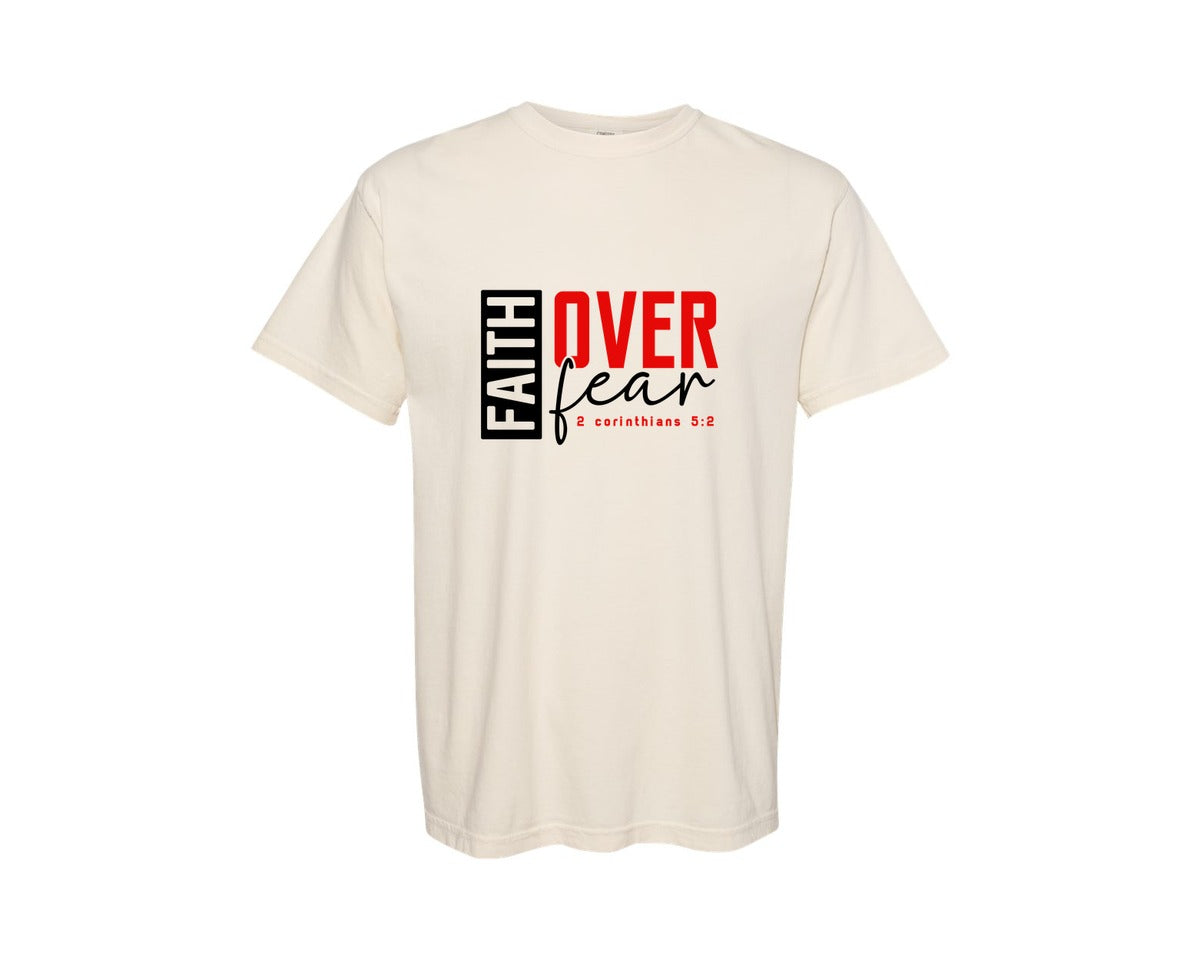 brand:Comfort Colors|color:Ivory|Faith Over Fear Christian Graphic T-Shirt